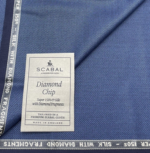 Blue Geometric Super 150s & Silk DIAMOND CHIP By Scabal | Kabbani