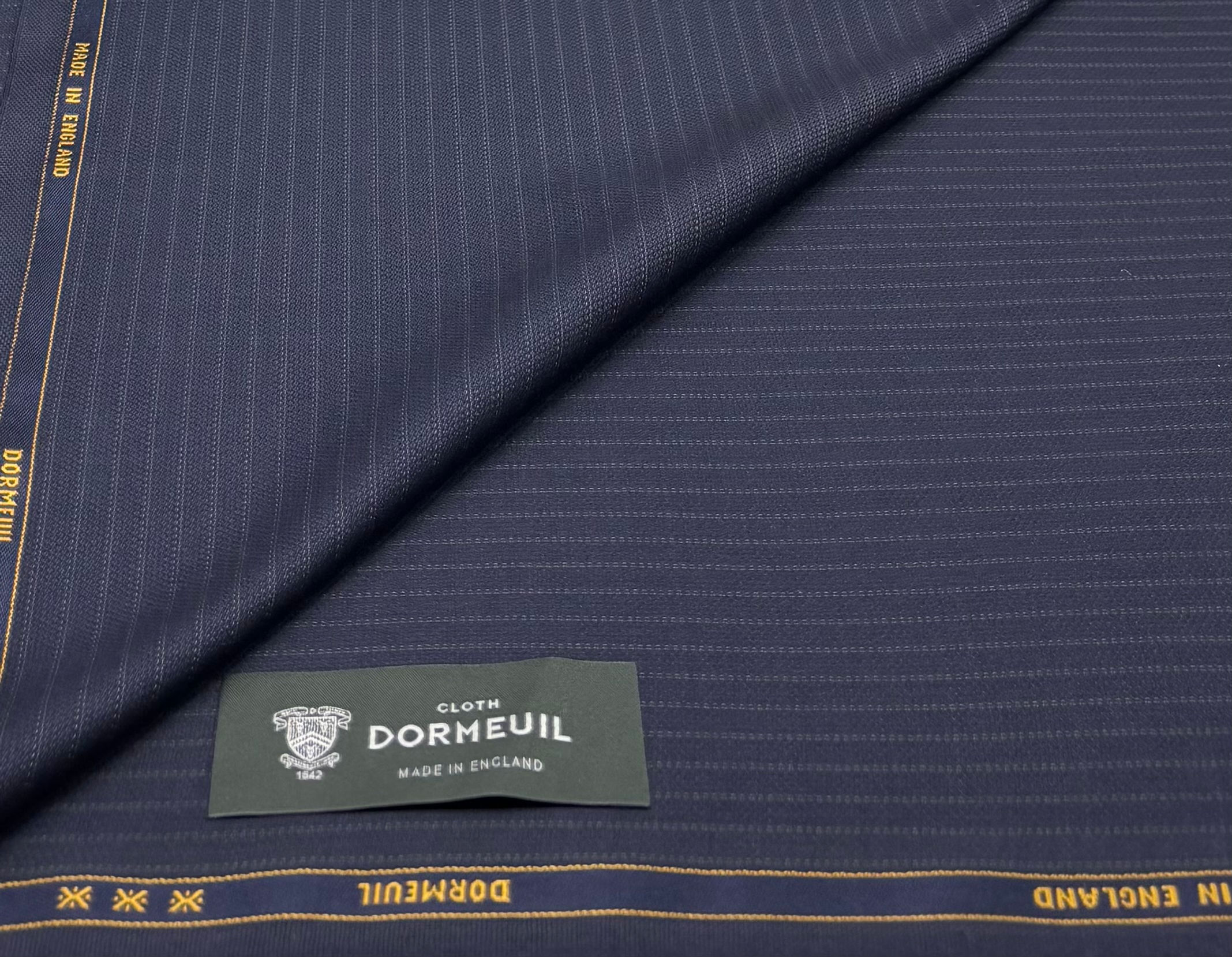 Navy Blue Striped All Wool Suiting & Thobe Fabric- 3.50 Meters