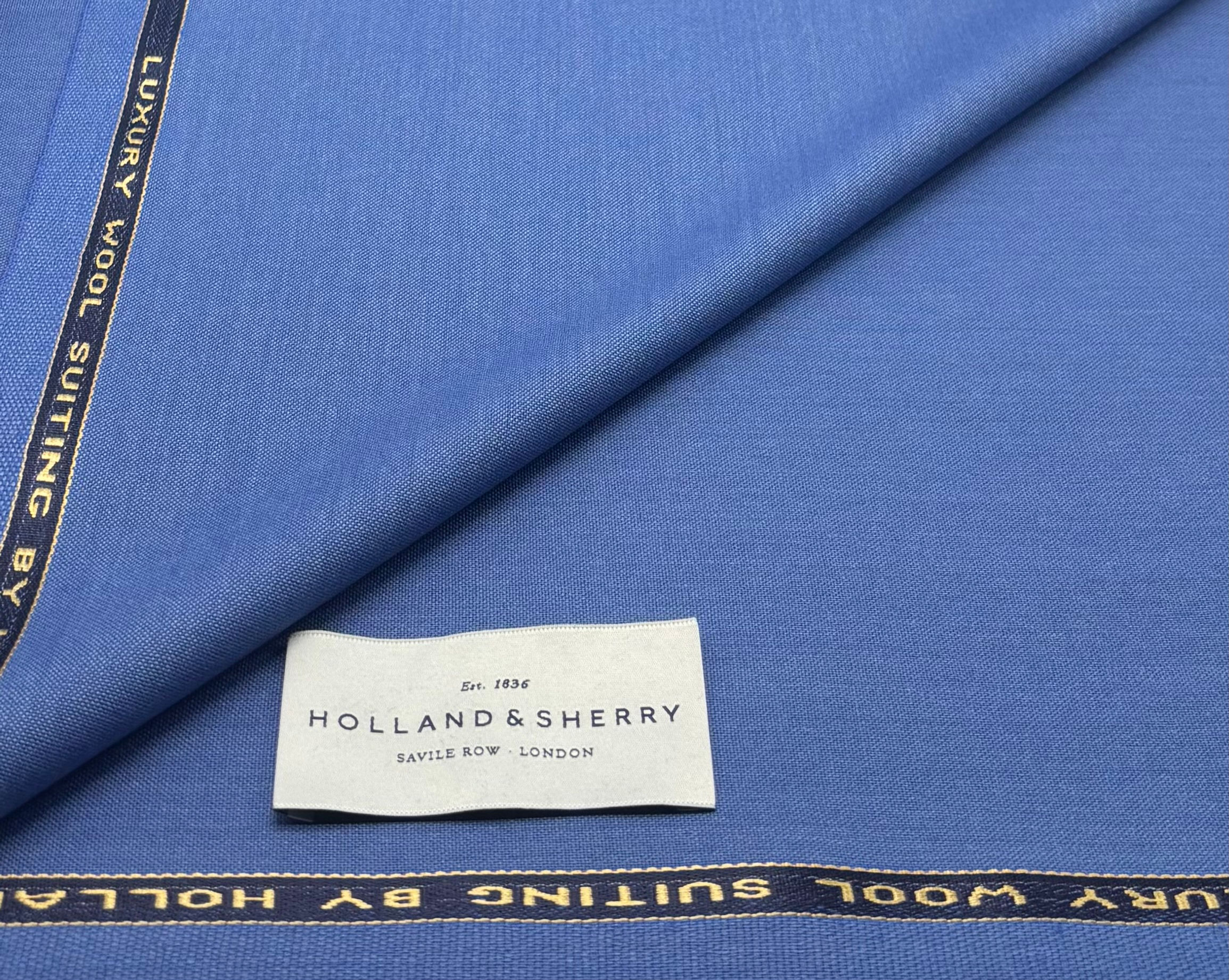 Plain Blue CRISPAIRE Wool Fabric By Holland & Sherry - 5.50 Meters