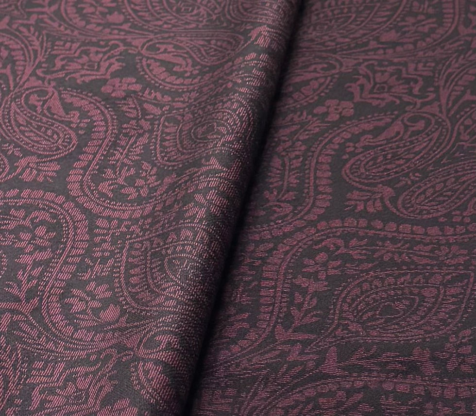 Thumbnail: Red Paisley 100%  Polyester Velvet Fabric - SOLD PER METER