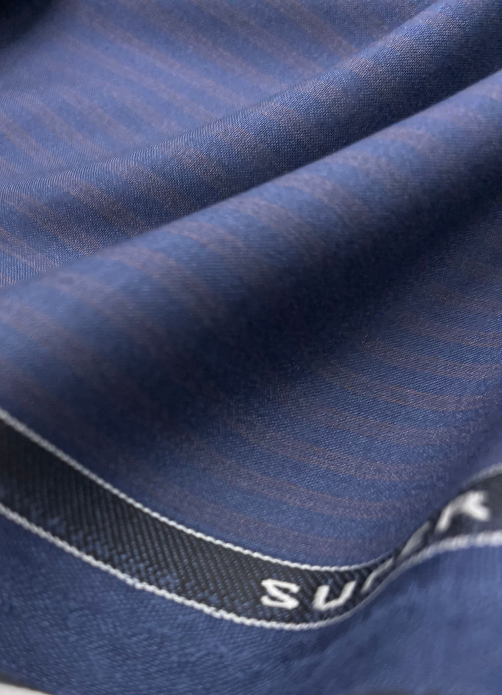 الصورة المصغرة: Blue & Brown Striped Super 150s & Silk Fabric By Scabal - 3.50 Meter