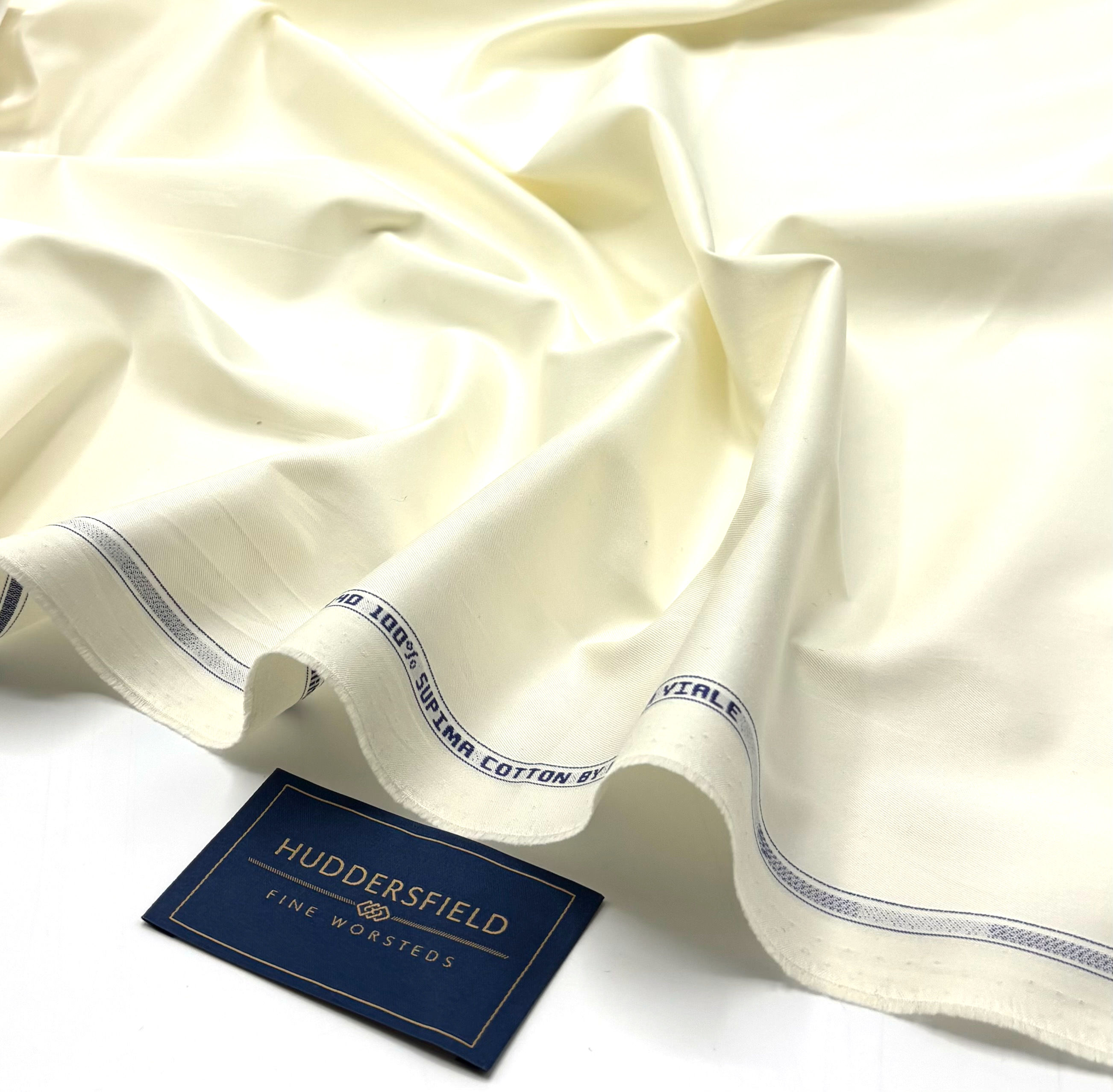 Solid Cream 100% Cotton Shirting Fabric By Huddersfield Fine Worsted