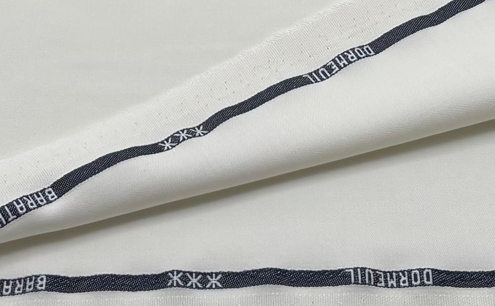 Thumbnail: Cream Off White All Wool Barathea Fabric By Dormeuil - 3.50 Meters