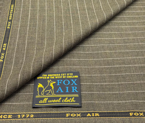 Green & White Striped FOX AIR Wool Fabric By Fox Brothers - 3.60