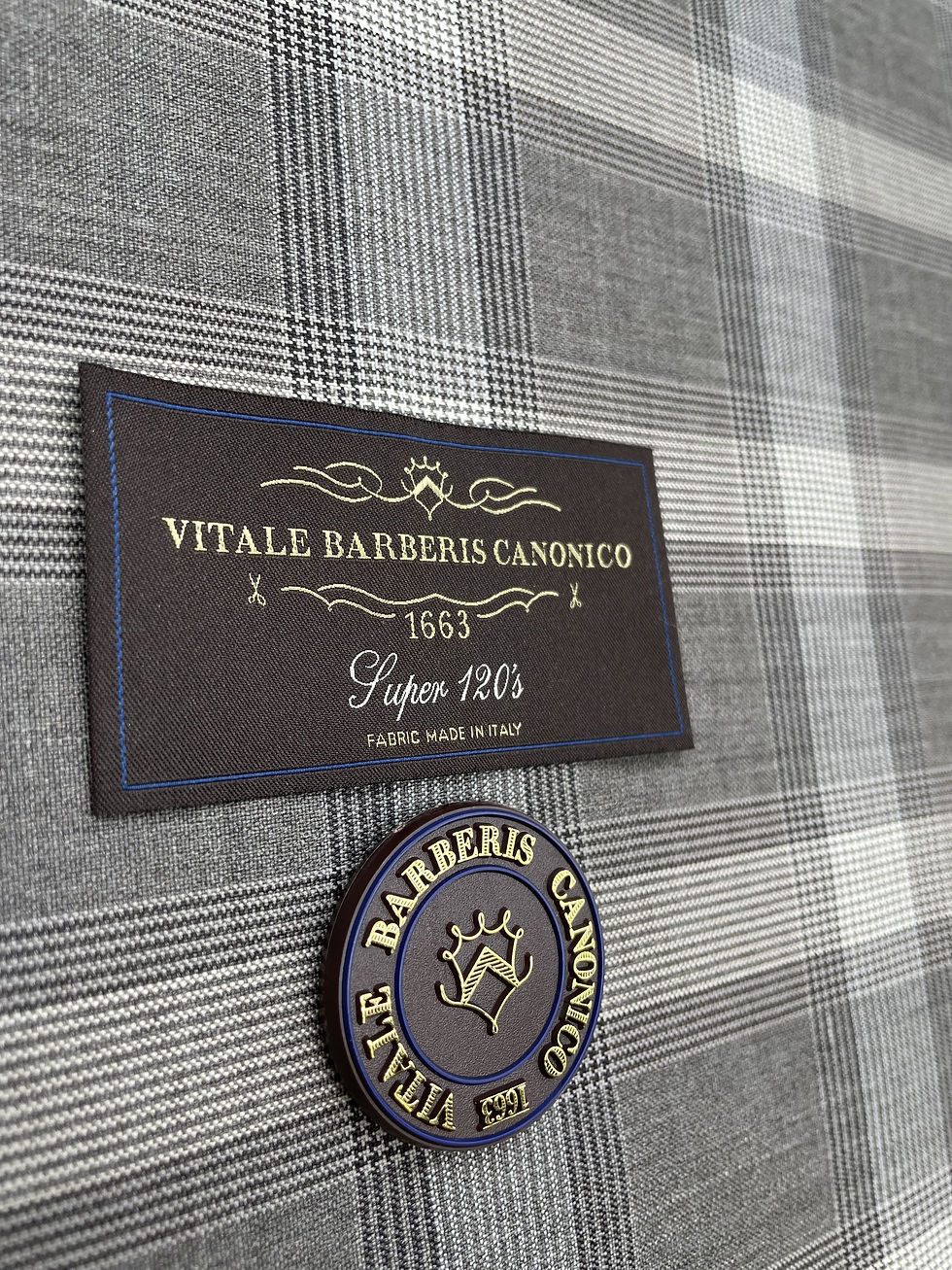 Thumbnail: Grey & White Prince Of Wales SUPER 120S By Vitale Barberis Canonico