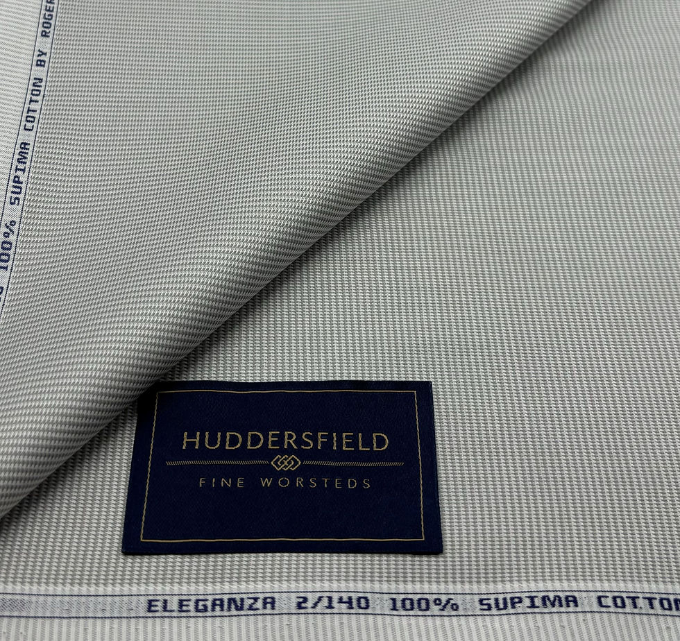 Thumbnail: Grey Dogtooth 100% Cotton Shirting Fabric By Huddersfield Fine Worsted