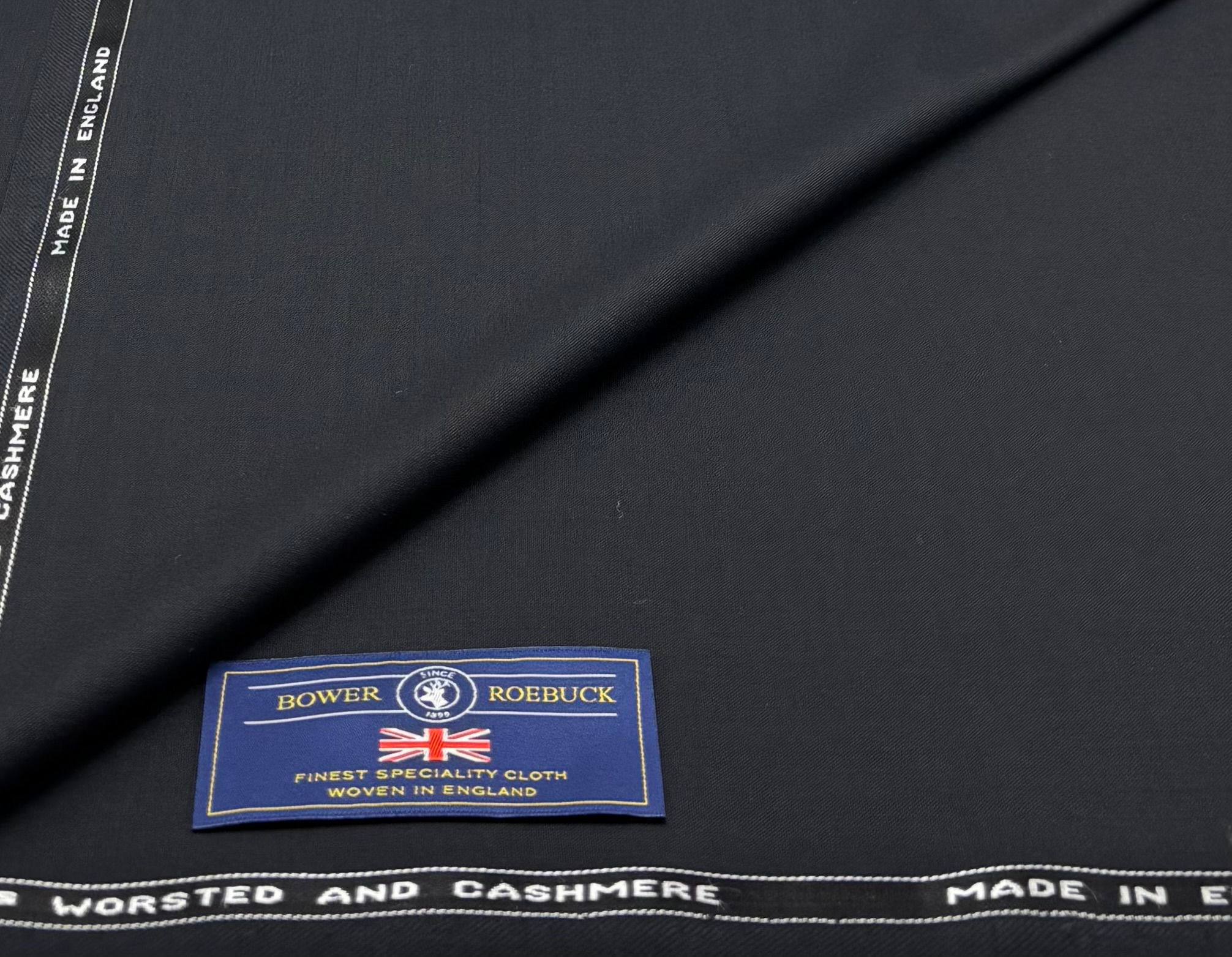 Black Lightweight Wool & Cashmere Suiting & Thobe Fabric - 3.5 Meters