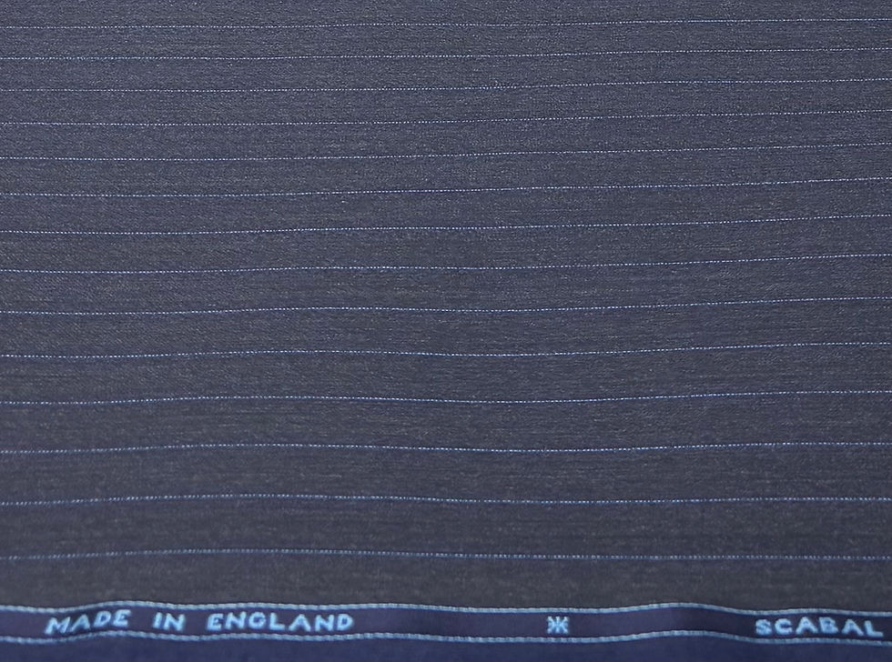 Thumbnail: Navy Grey & Blue Striped Super 140s Wool Fabric By Scabal - 3.80 Meters