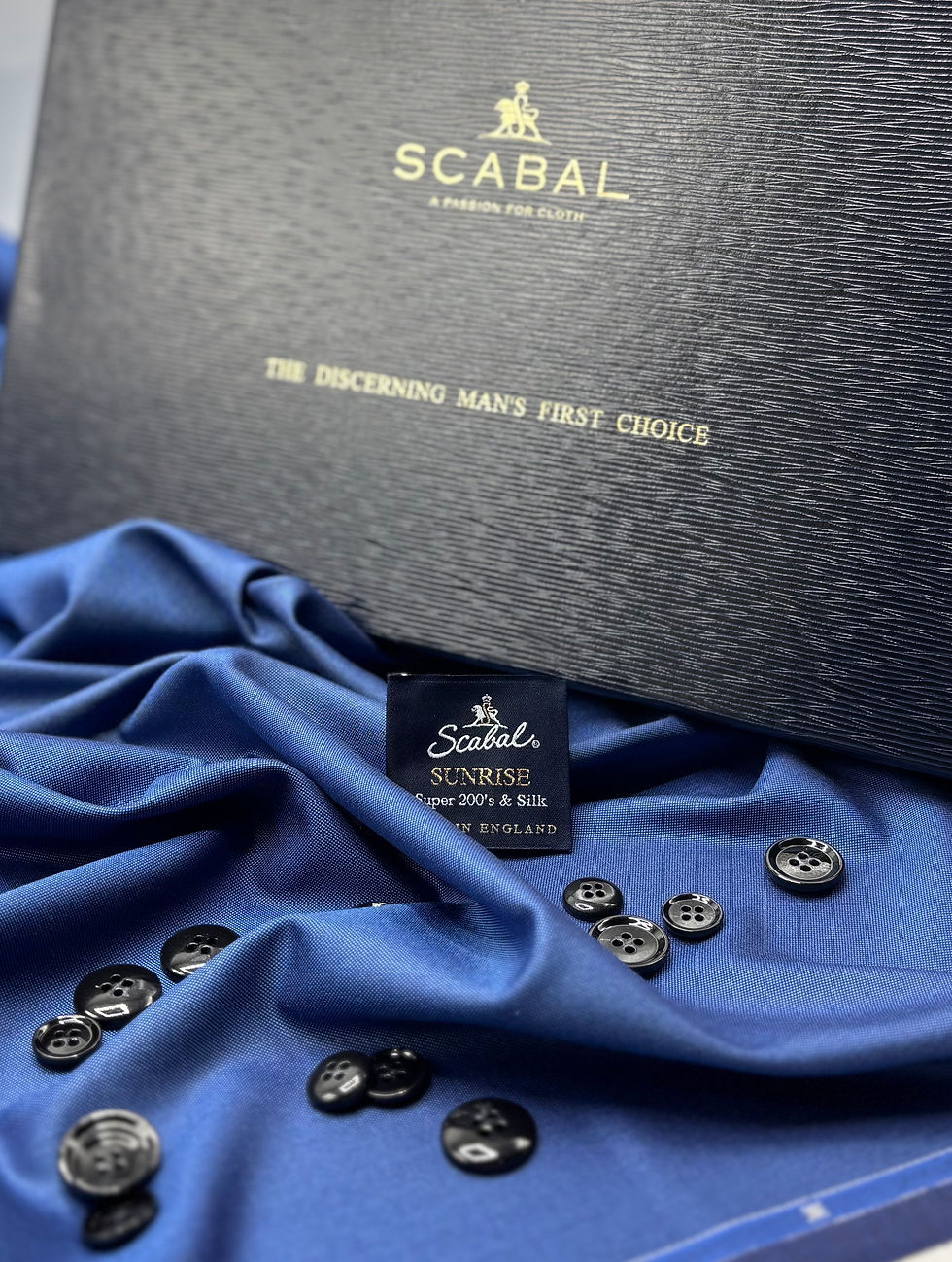 Blue Super 200s Wool & Silk Textile Fabric - SUNRISE