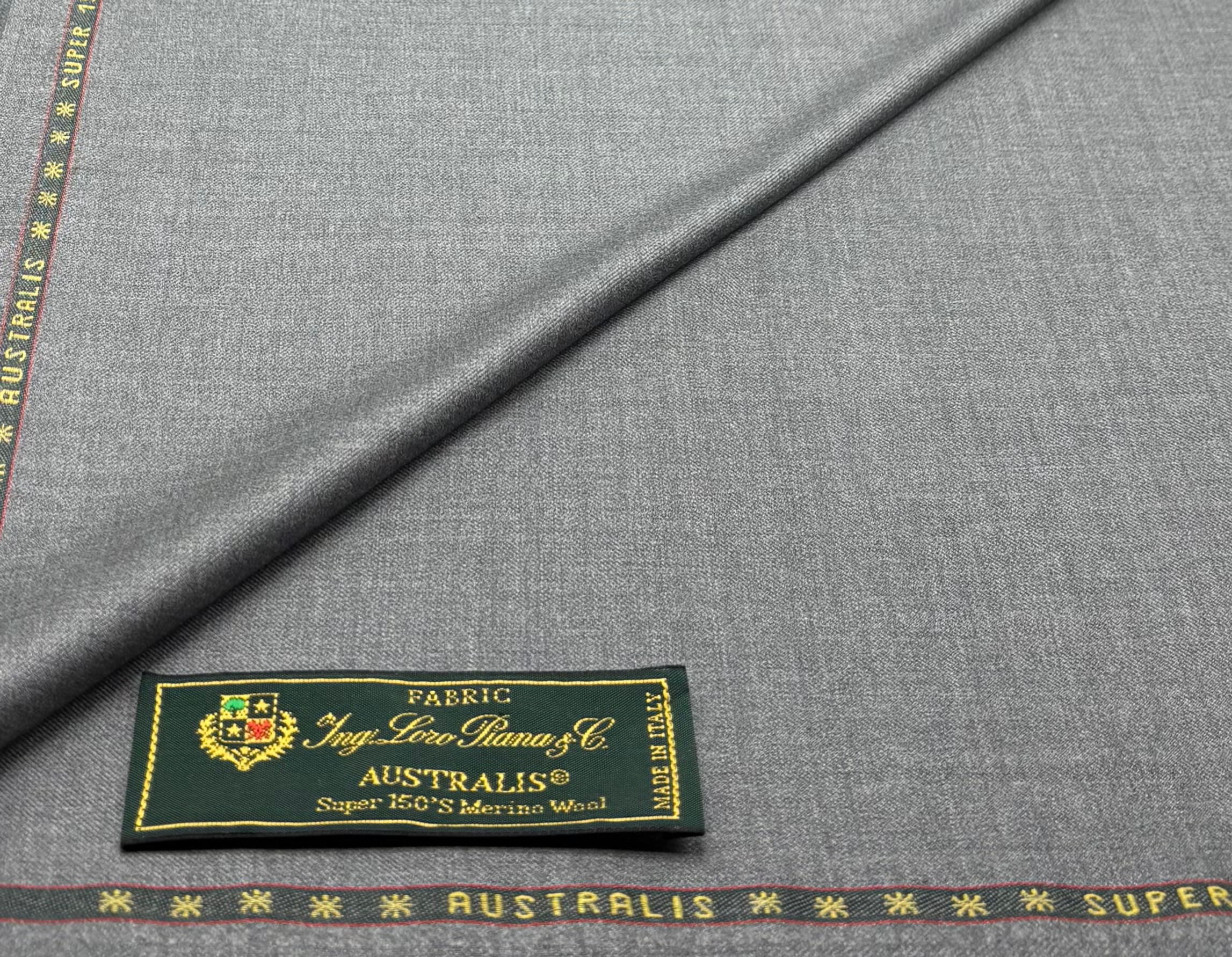 Grey Super 150s AUSTRALIS Wool Fabric By Loro Piana - 3.50 Meters