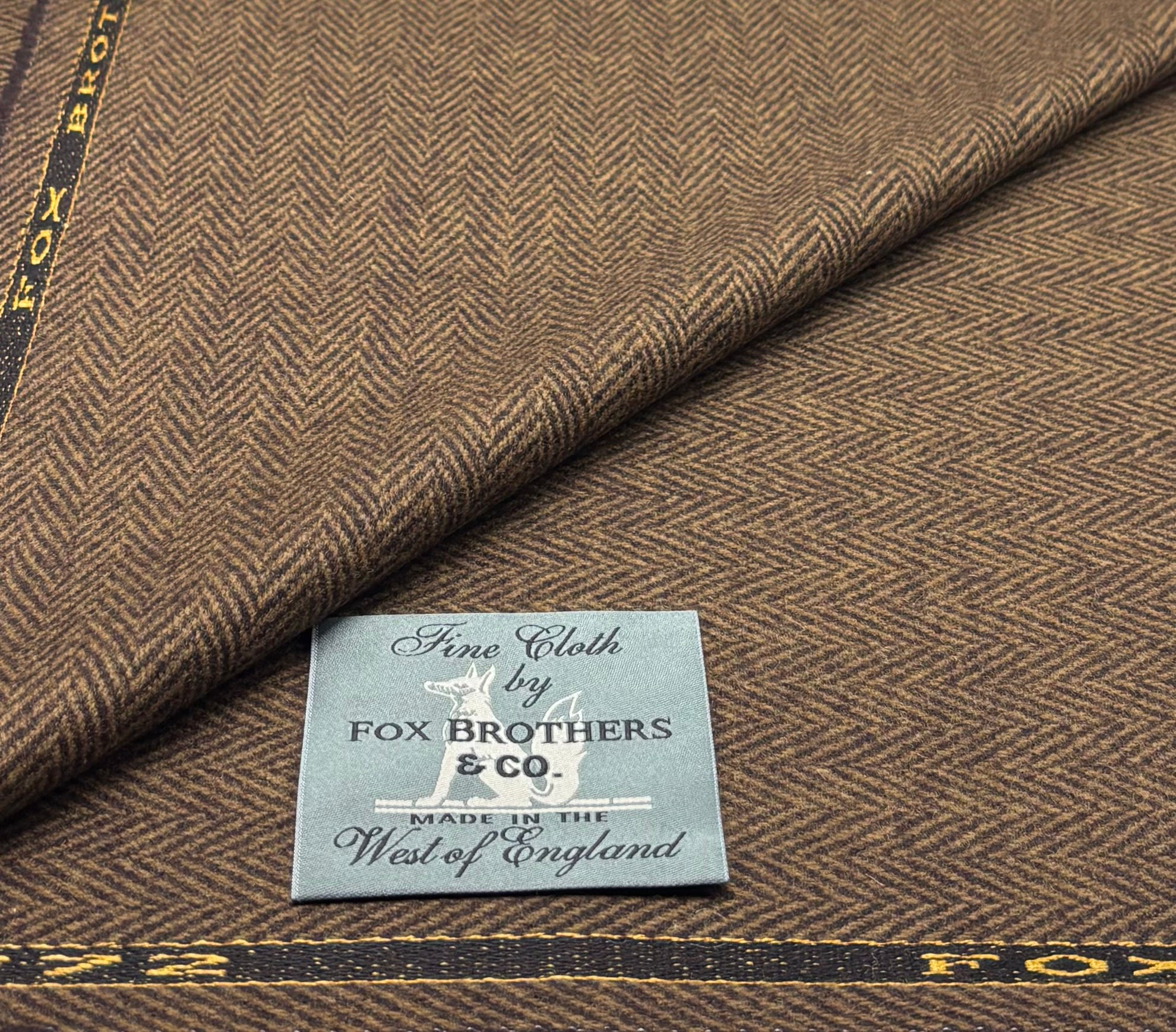 Brown Herringbone All Wool Fabric By Fox Brothers - 3.0 Meters