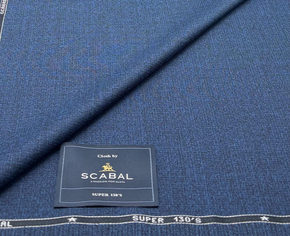 Thumbnail: Petrol Blue Super 130s Wool Suiting & Thobe Fabric By Scabal - 4.0 Meters