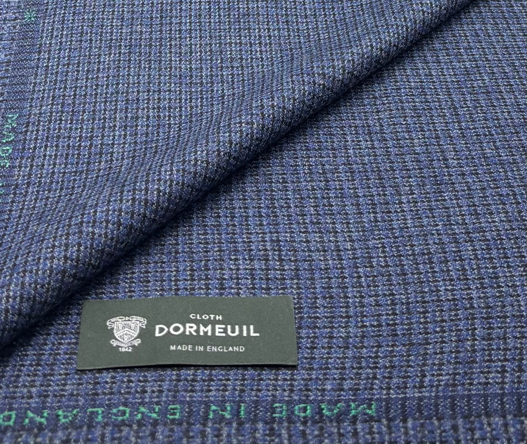 Blue & Black Tiny Check Wool Textile Fabric - WOODLAND - 2.50 Meters