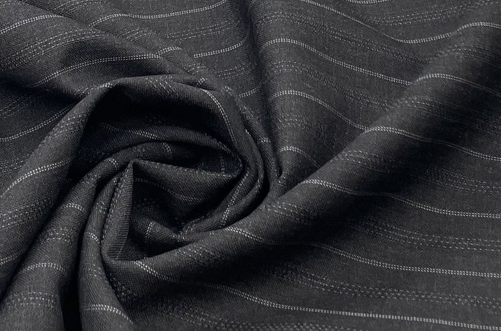 Thumbnail: Grey Striped Suiting Fabric 100% Wool