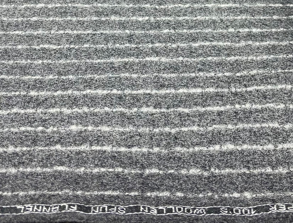 Thumbnail: Grey Striped Woollen Flannel Fabric By Holland & Sherry - 4.0 Meters