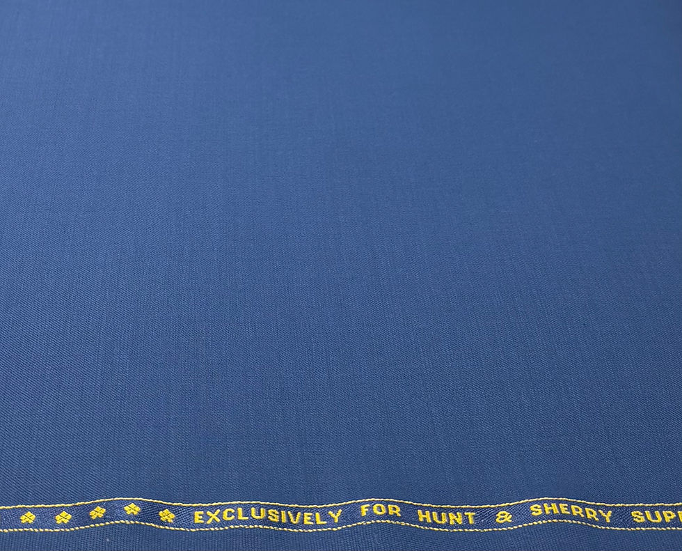 Thumbnail: Cobalt Blue 150s Wool Blended Fabric By Hunt & Sherry - 3.50 Meters