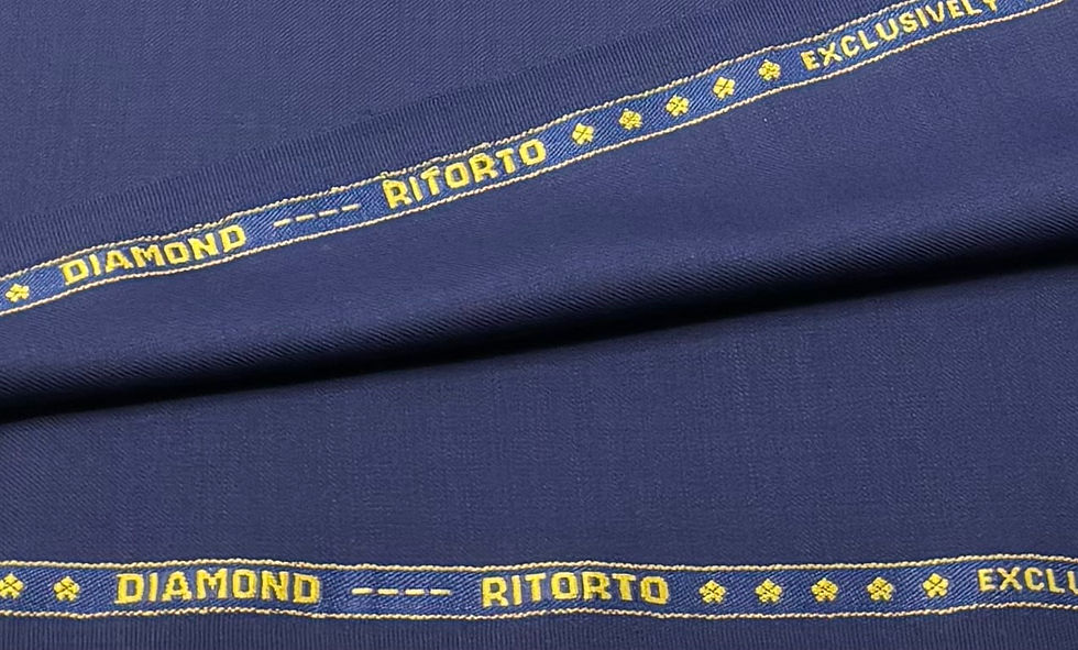 Thumbnail: Blue Super 150s Wool Blended Fabric By Hunt & Sherry - 3.50 Meters