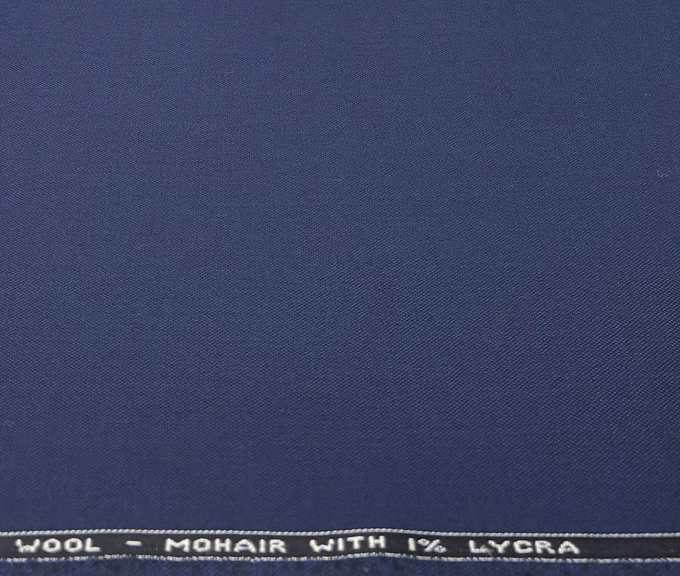 الصورة المصغرة: Navy Basket Weave Wool & Mohair Suiting & Thobe Fabric - 3.50