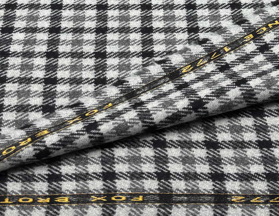 Thumbnail: Black & Grey Dogtooth Check Wool Tweed Fabric By Fox Brothers - 2.20 Meters