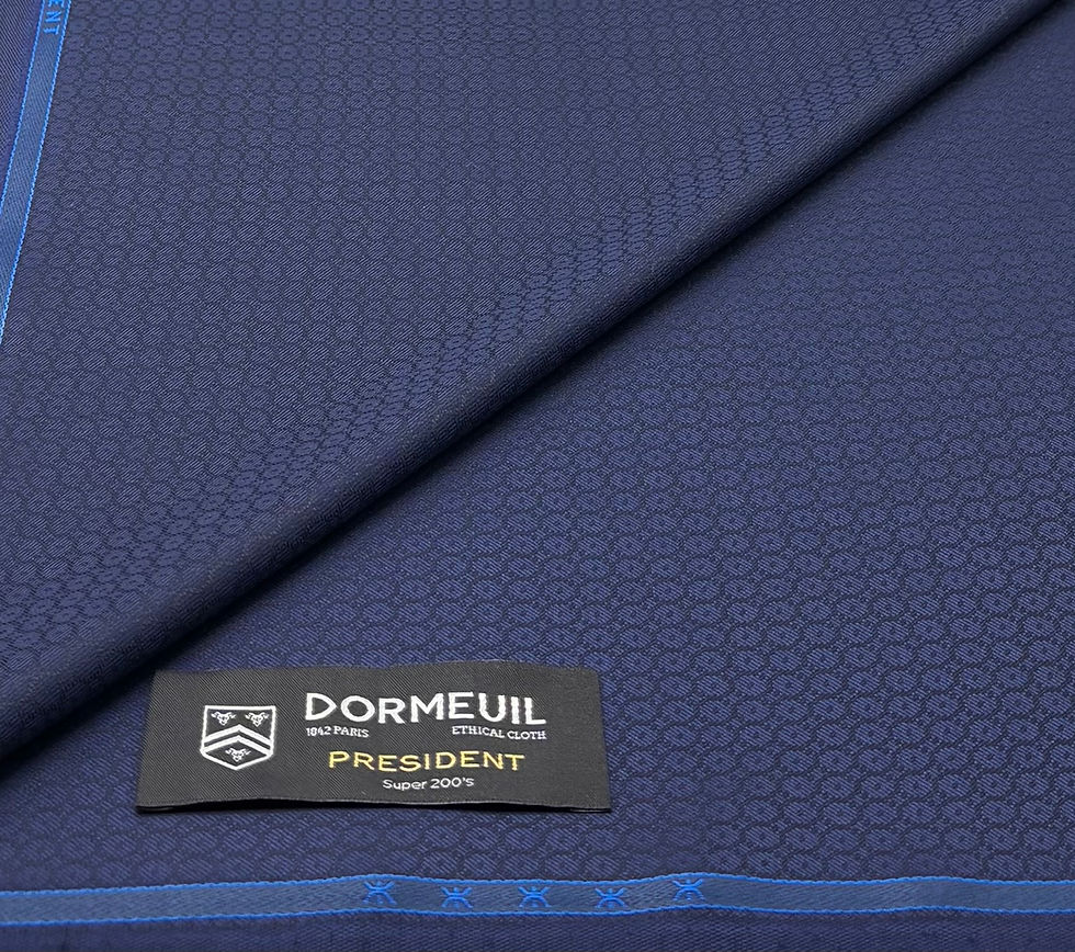الصورة المصغرة: Blue Floral Super 200s Wool Textile Fabric - PRESIDENT - 4.0 Meters