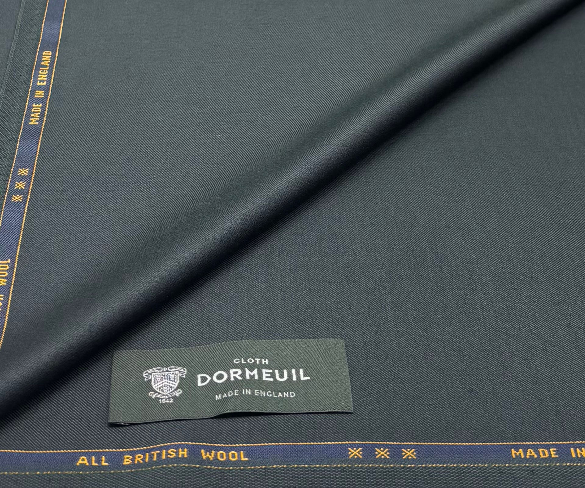 Green Super 120s Wool Suiting & Thobe Fabric By Dormeuil- 3.80 Meters