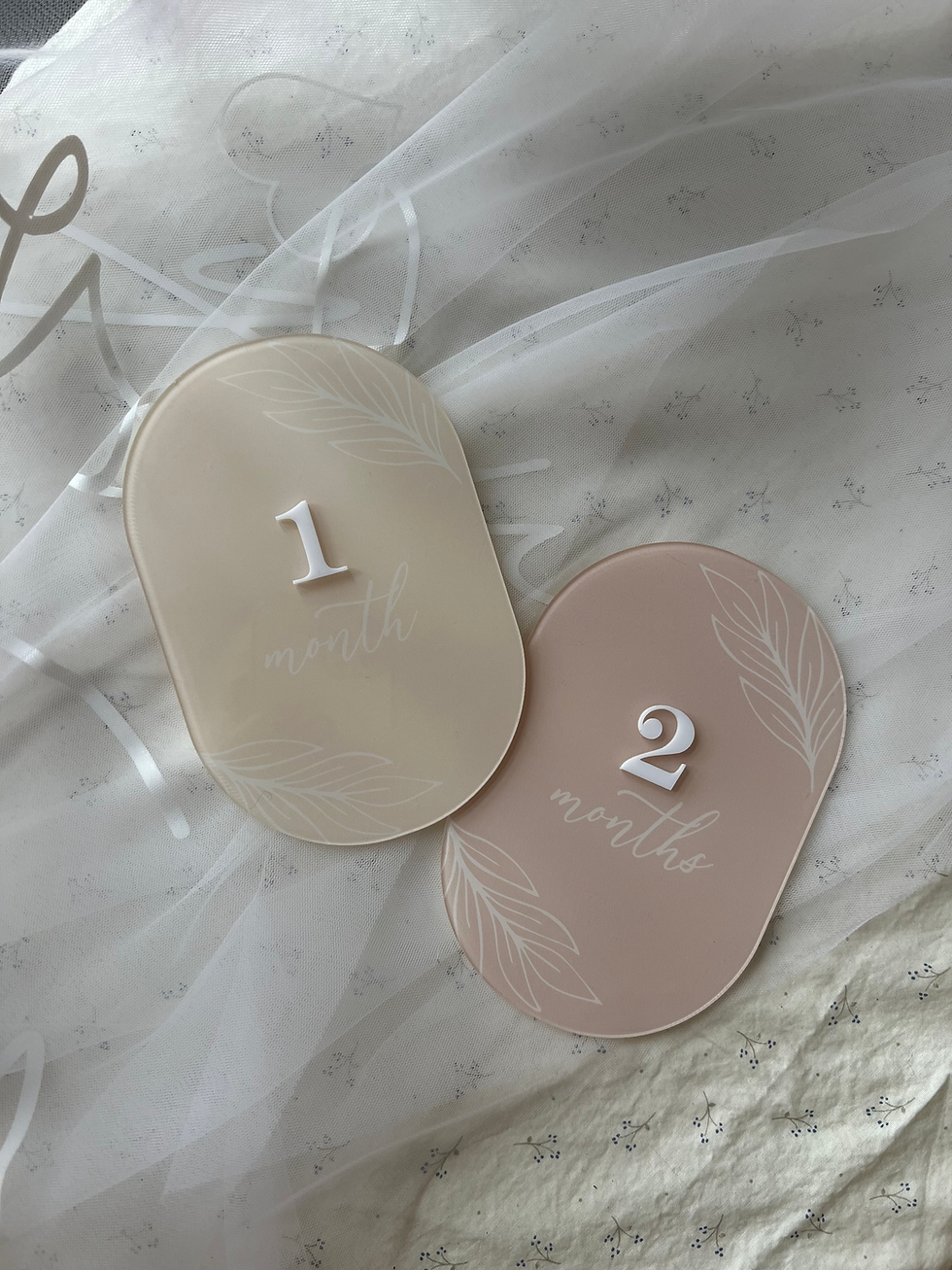 Набір акрилових табличок для фото дитини кожного місяця до року життя зі змінними цифрами.