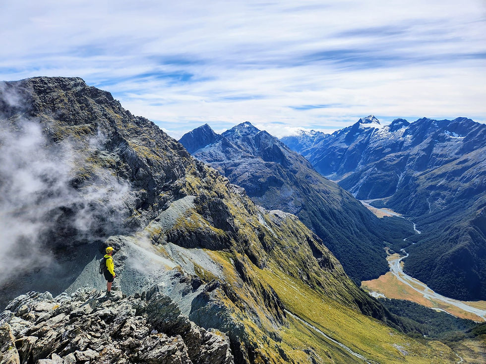 The summit of Emily Peak. Mount Somnus is the snow capped Peak.
