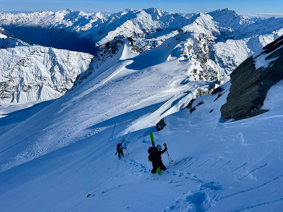 The final steps to the summit of Headlong Peak
