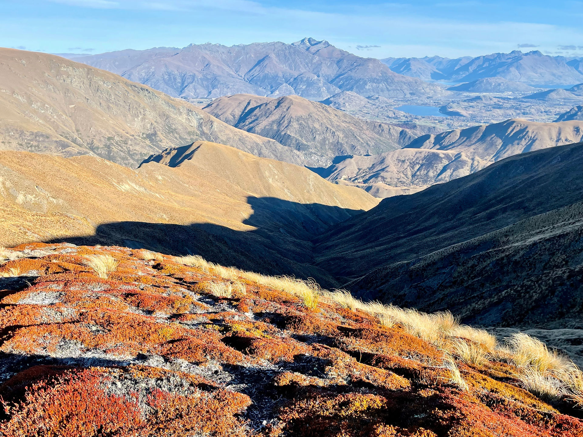 Looking back towards Queenstown and Lake Wakatipu from Mount Soho