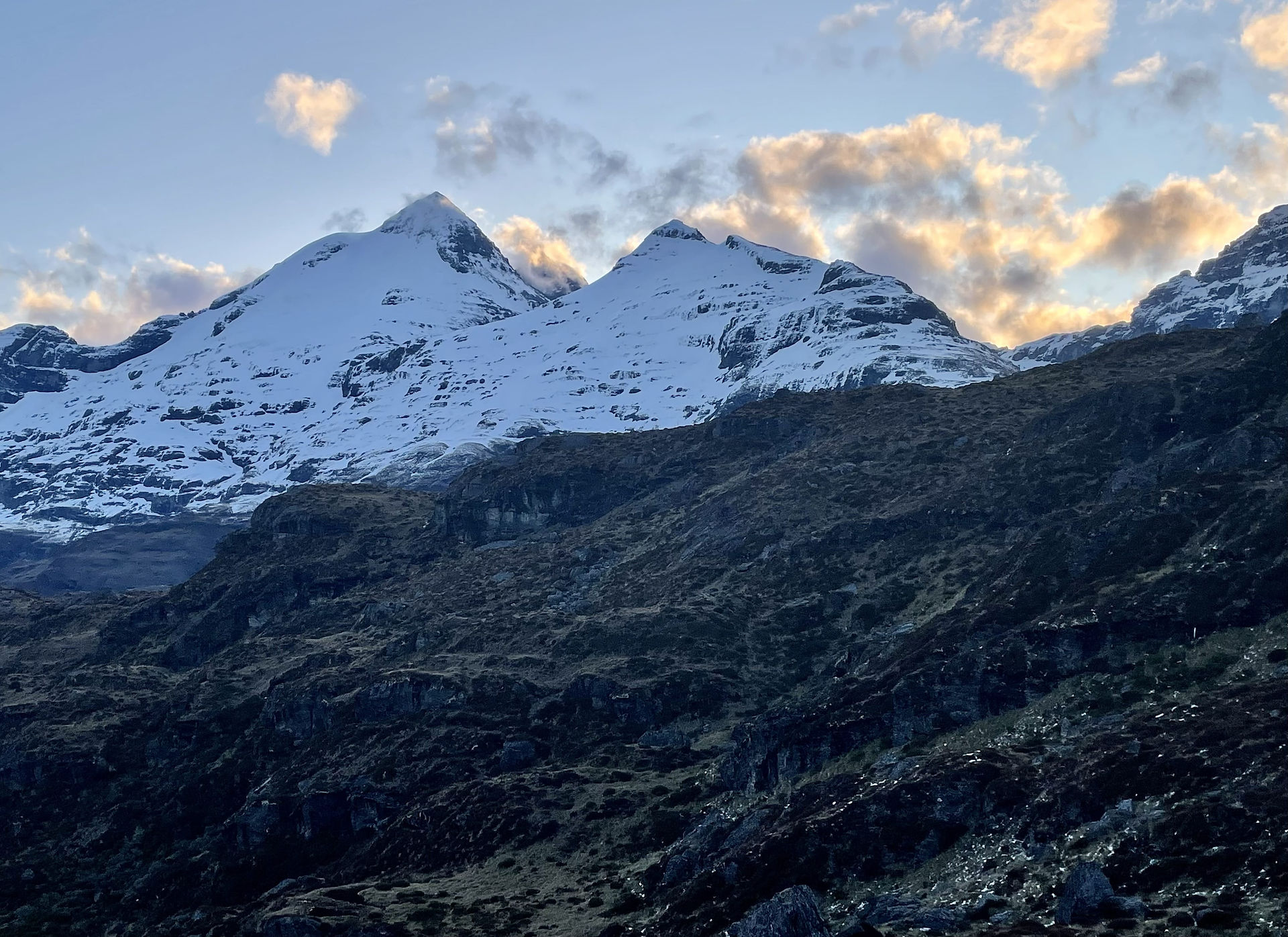 Last light Mount Earnslaw Mount Aspiring National Park New Zealand