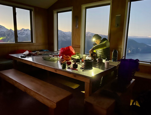 Chris brewing tea Kepler Track Fiordland National Park