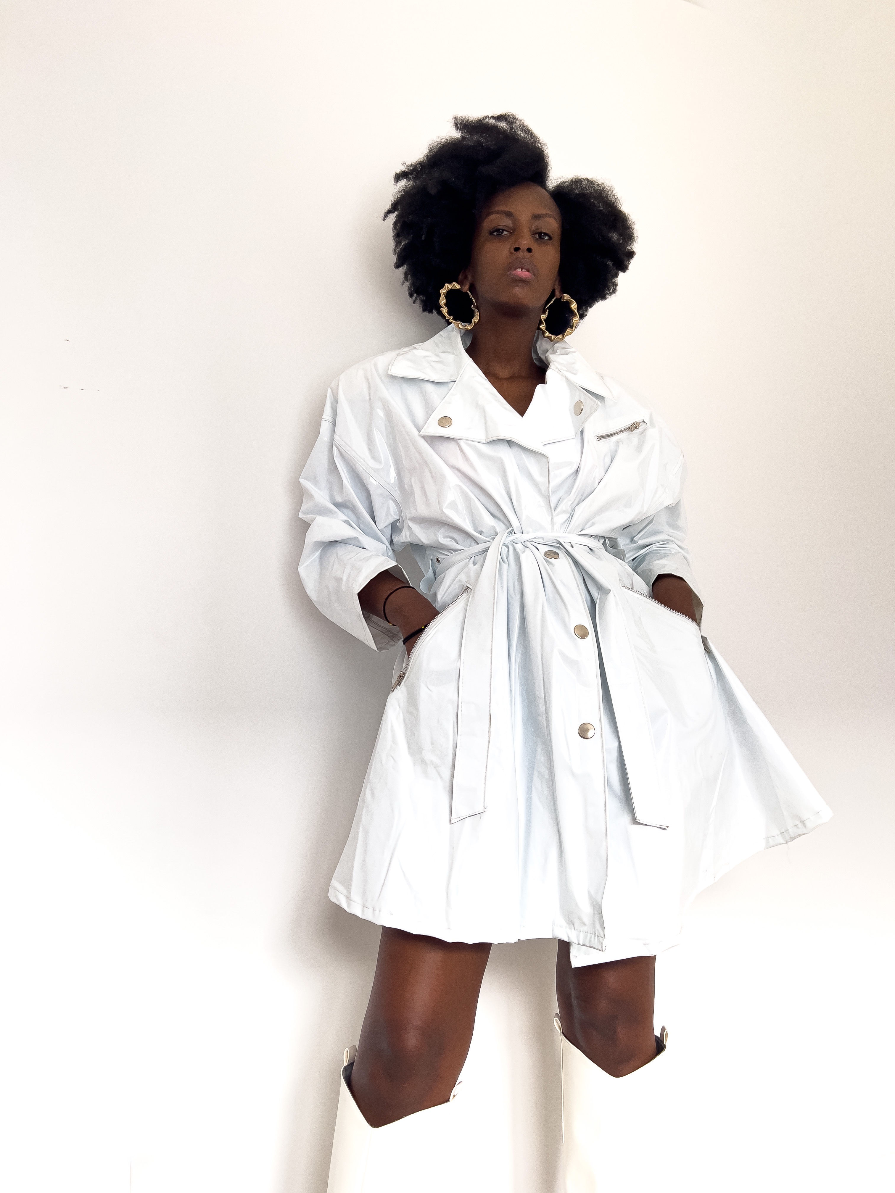 White Glamour Vinyl Coat