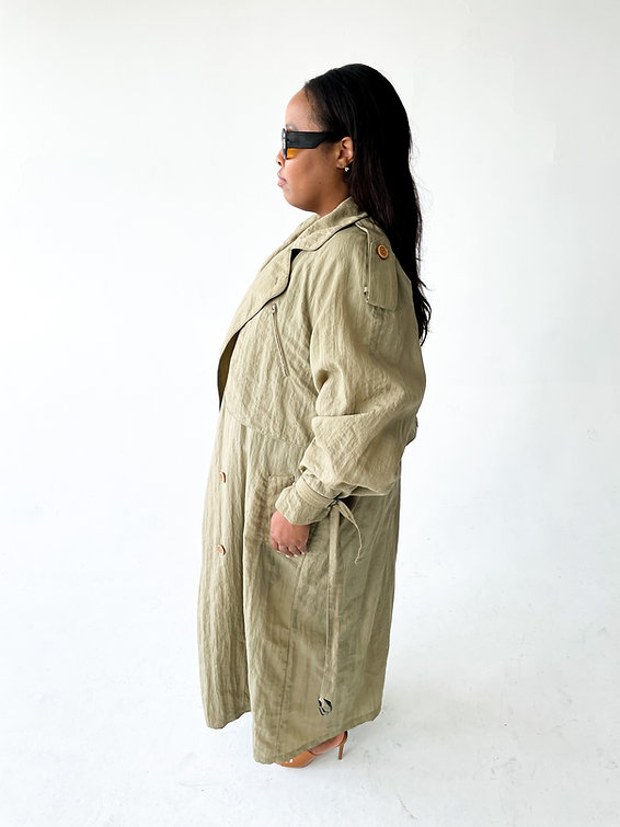 Long khaki trench coat