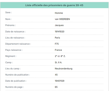 jacques van weerden prisonnier de guerre