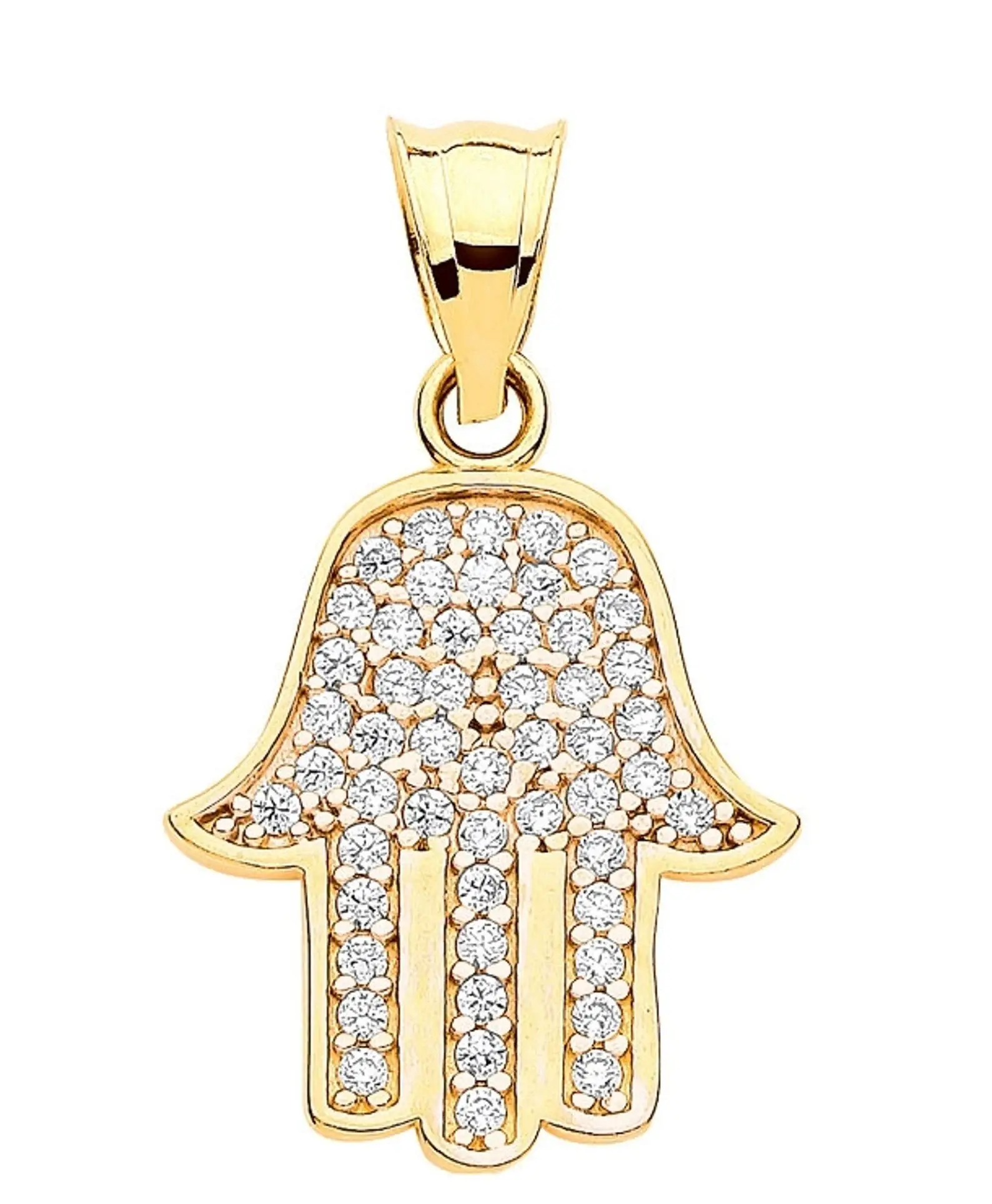 9ct Gold Hamsa Stone Set Pendant Charm Evil Gift Boxed