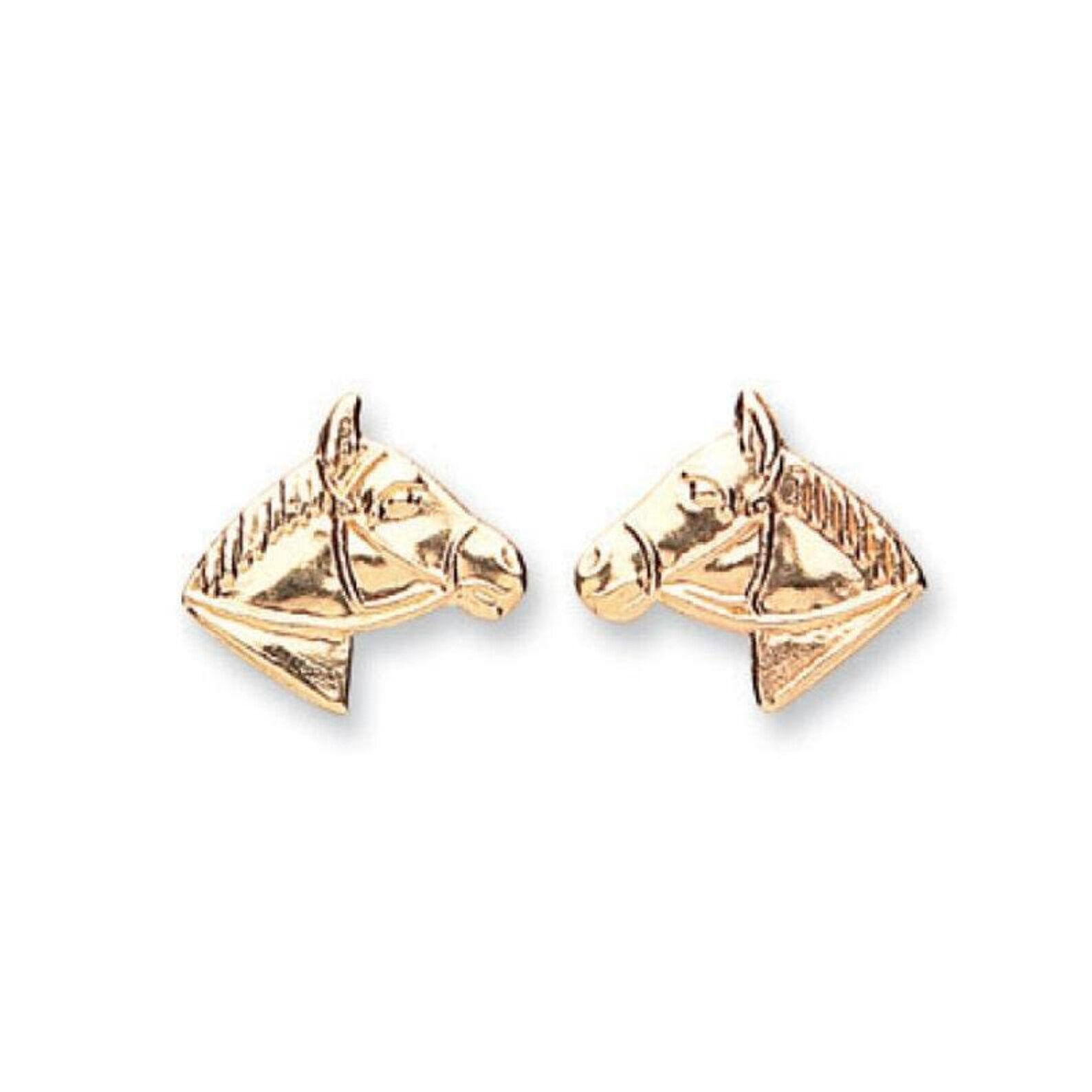 9ct Gold Horse Stud Earrings Girls Ladies Gift boxed.