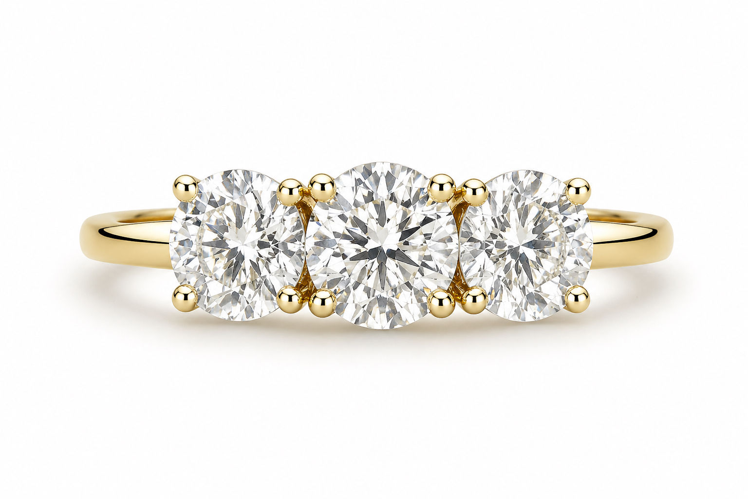Lab Grown 3 Stone 3.01ct DVS2 set in 9ct Gold