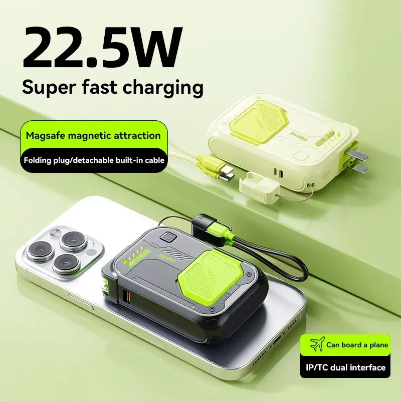 Thumbnail: 22.5W Magnetic Power Bank 100000mAh Wireless Fast Charging with Plug Phone Holde