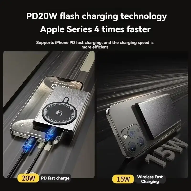 Miniatura: Ultra Thin Wireless Magnetic Power Bank, External Power Bank, Dual Fast Charging
