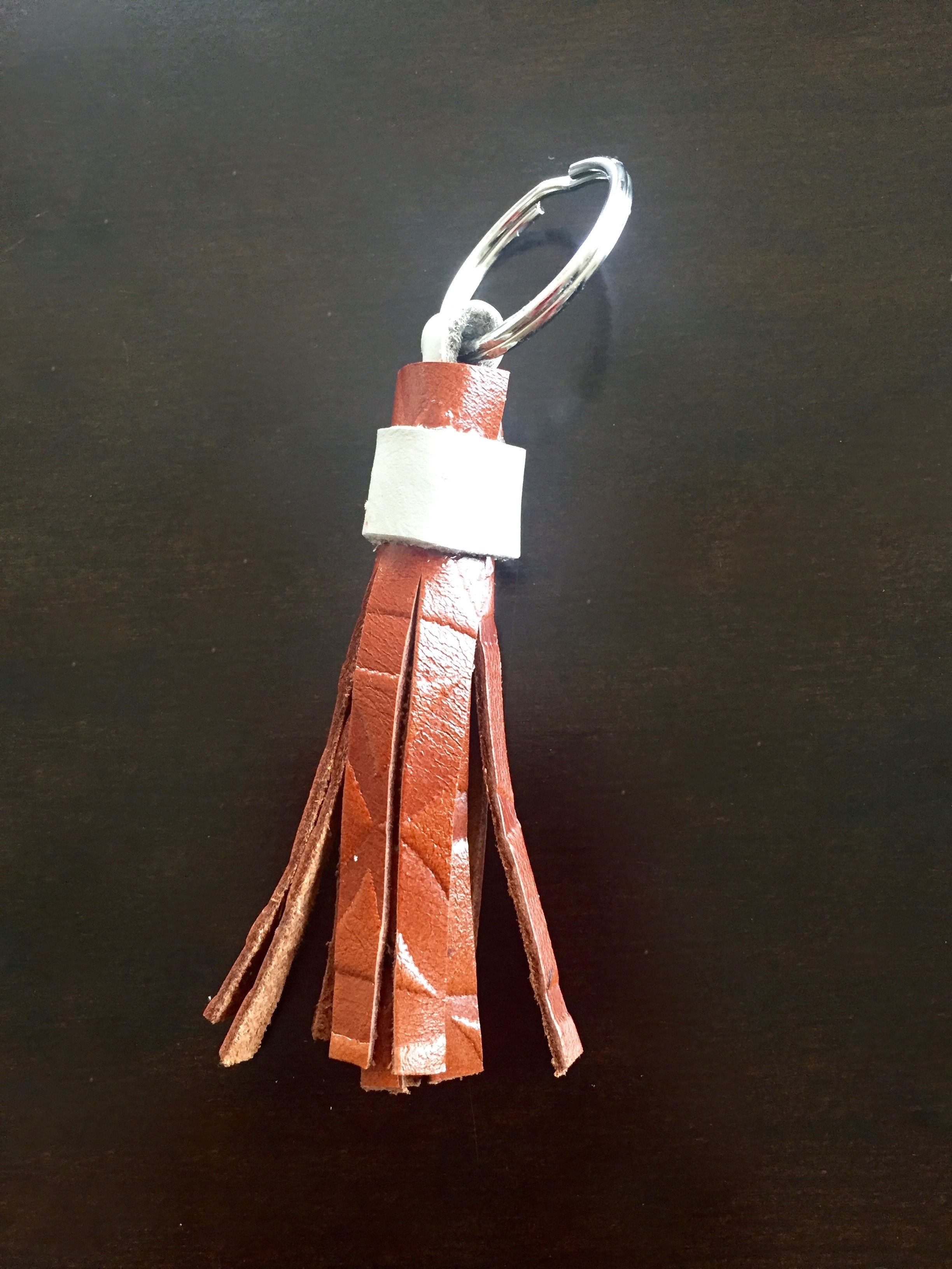 Mini Medium Brown "Flower Power" Classic Leather Tassel