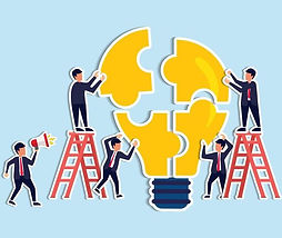 equipe prédio, equipe colaboração para o negócio ideia, trabalho em equipe para resolver problema, participar para trabalhos juntos para sucesso conceito, empresários e mulheres de negócios equipe acima para resolv.jpg