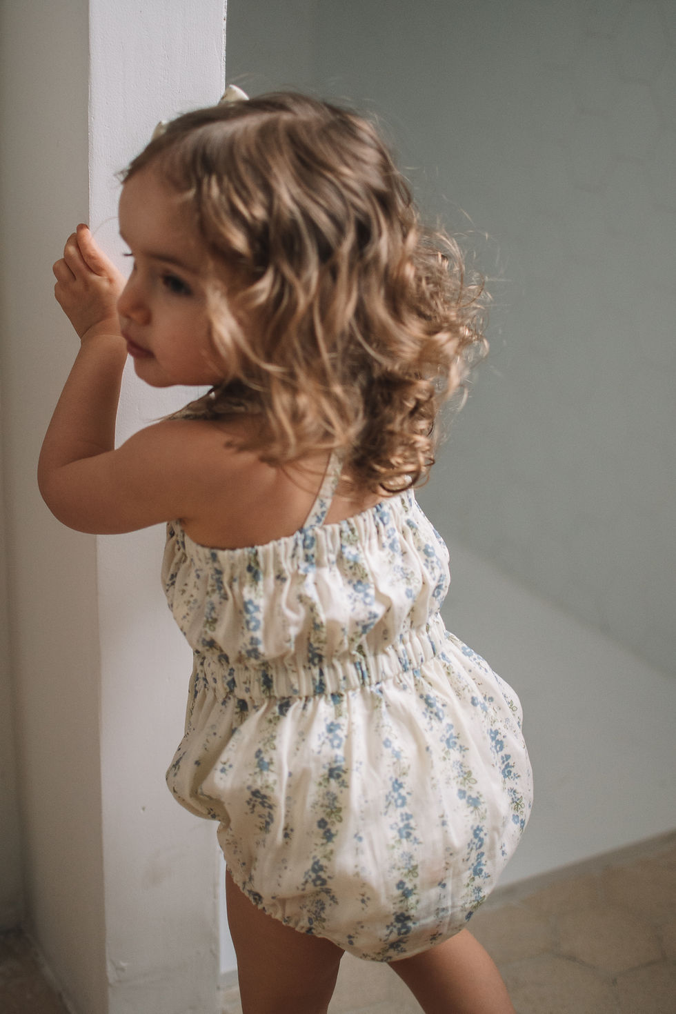 Miniature : Barboteuse Eloise, rayé fleur bleue