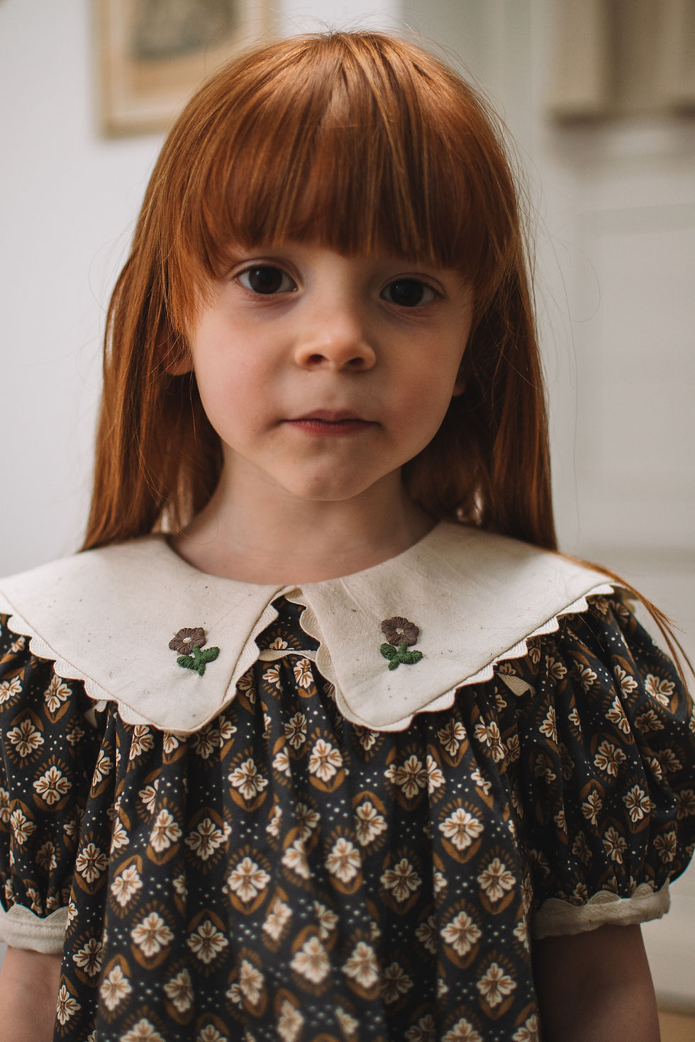 Miniature : Blouse Léonie, fleur marron