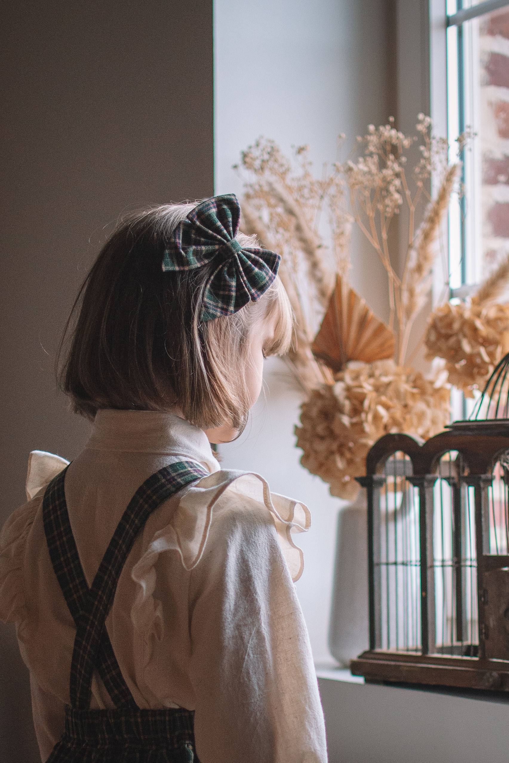 Noeud vintage, tartan vert