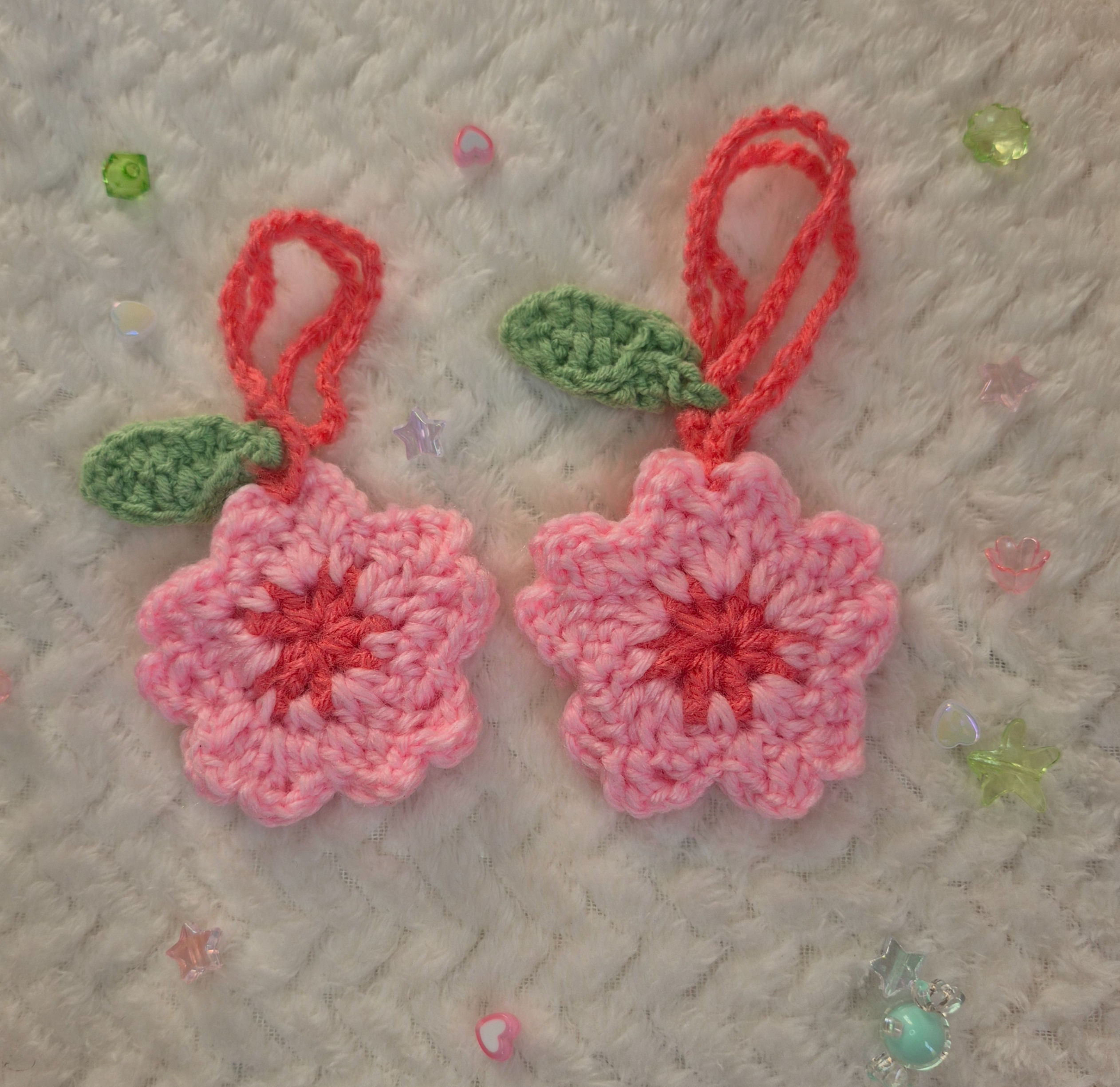 Crochet Sakura keychain
