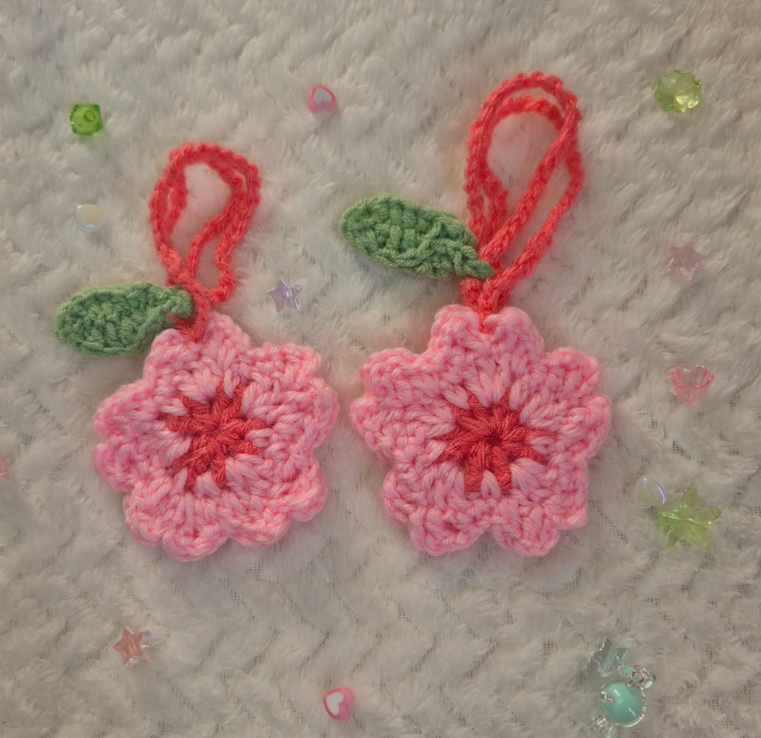 Crochet Sakura keychain