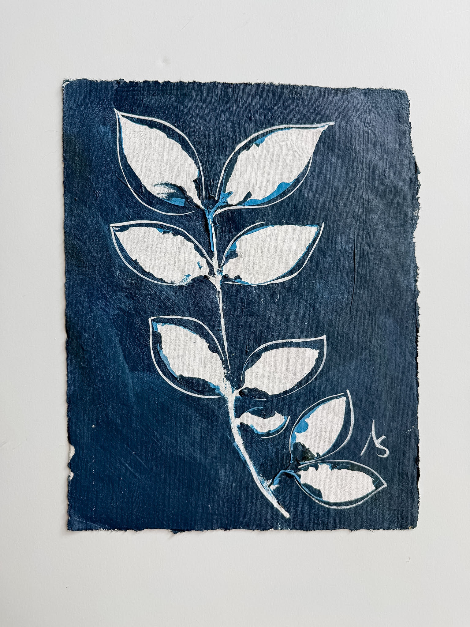 8 x 11 Navy Stem Series on Handmade Paper