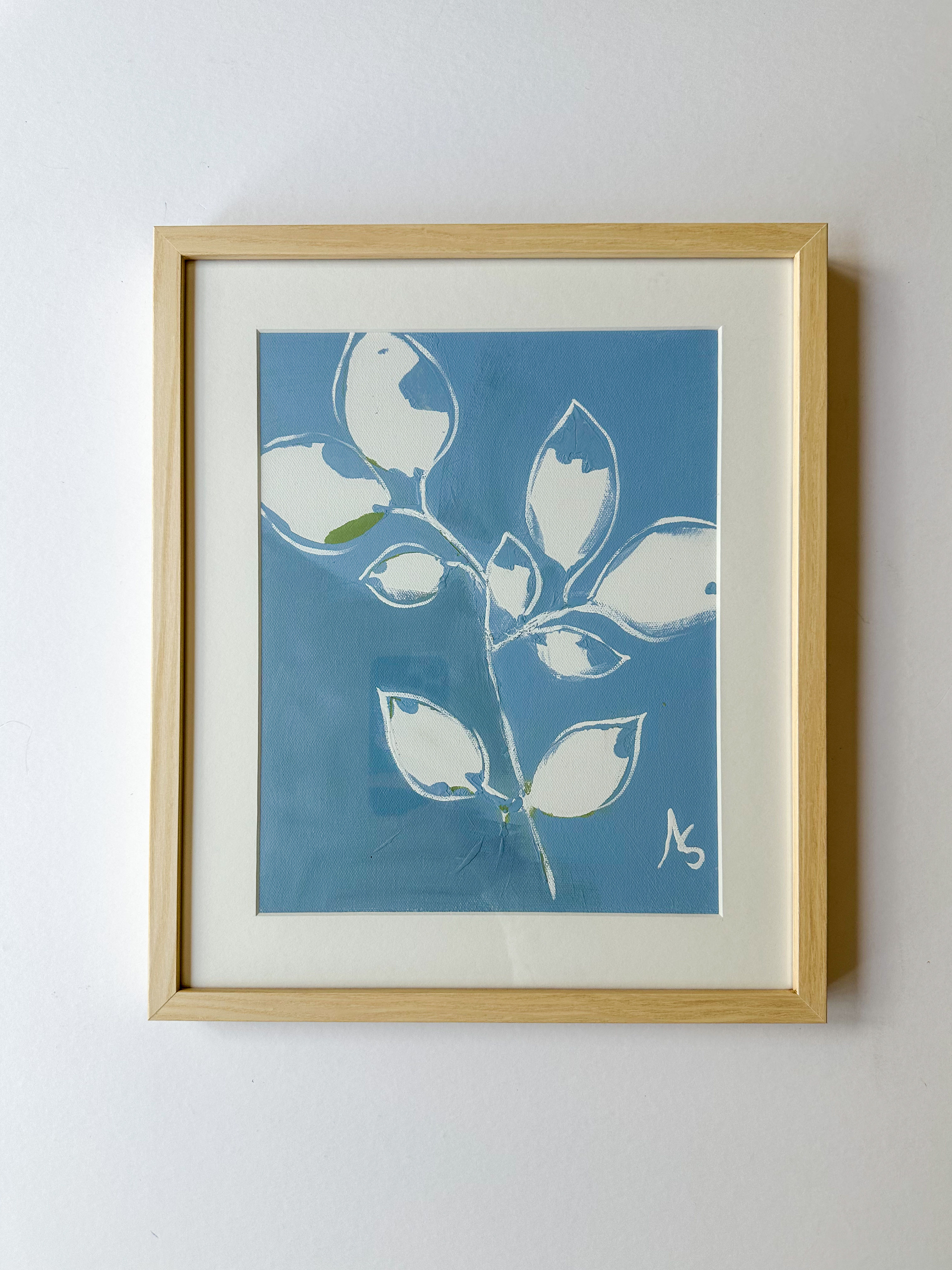 13 x 16 Periwinkle Blue Stem Series in Blonde Frame VIII