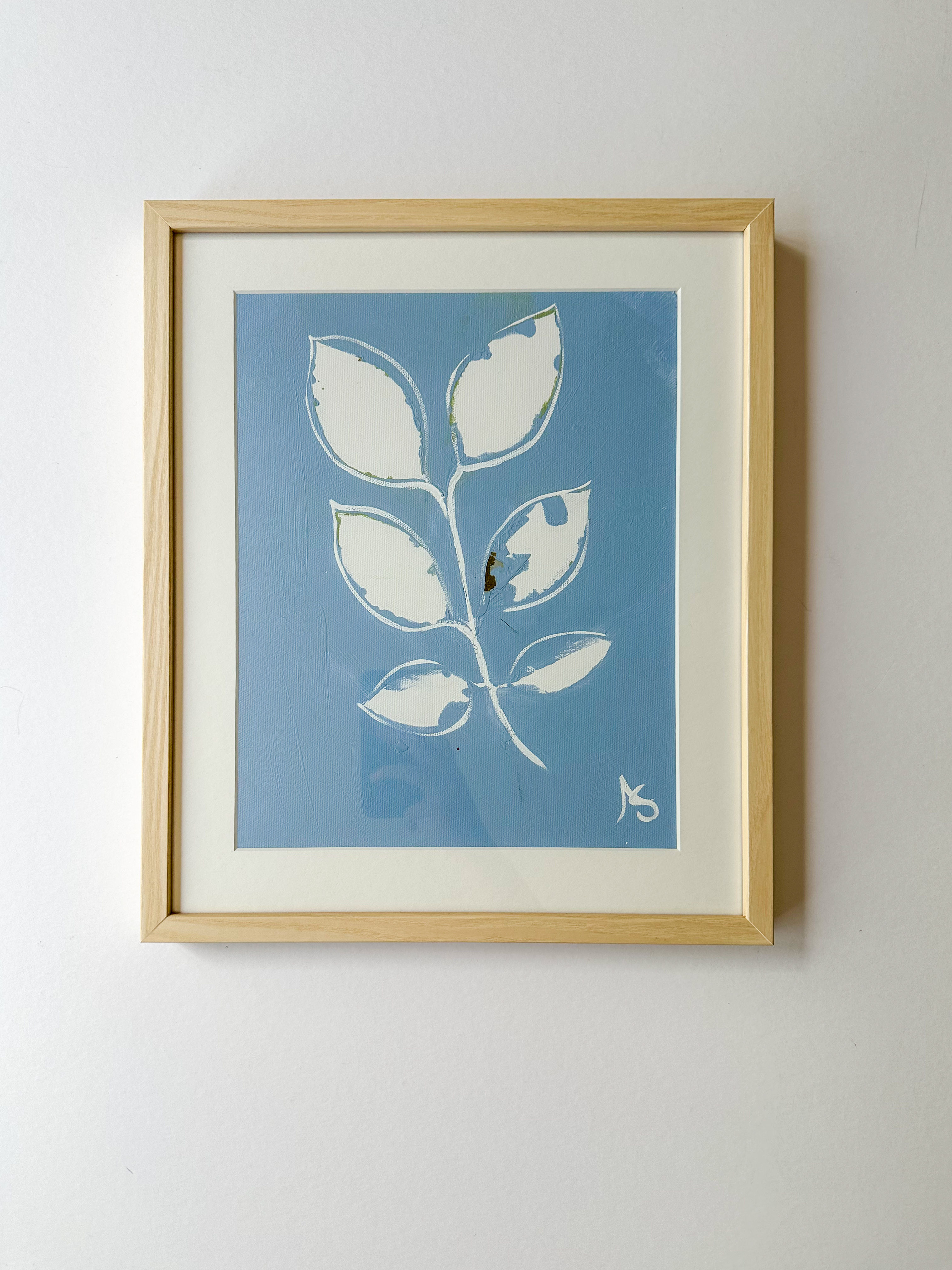 13 x 16 Periwinkle Blue Stem Series in Blonde Frame V