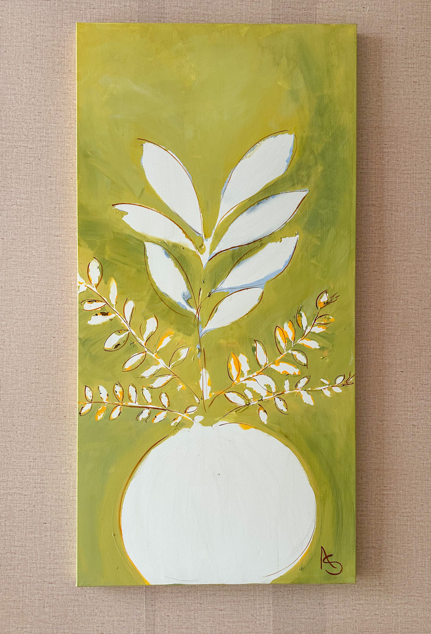 24 x 48 Chartreuse Green Stem Series Panel II